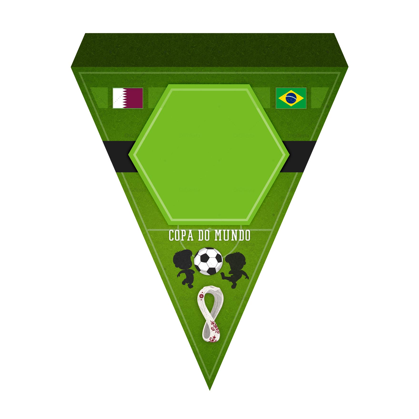 Bandeirinha de Letras Copa do Mundo Grátis