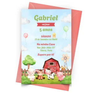 Convite Animais da Quinta Personalizado - Depois