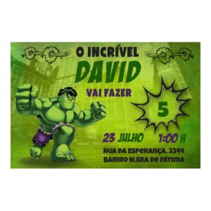 Convite Personalizado Hulk