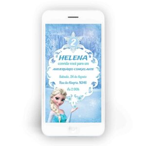 Convite digital frozen para editar Edite Online