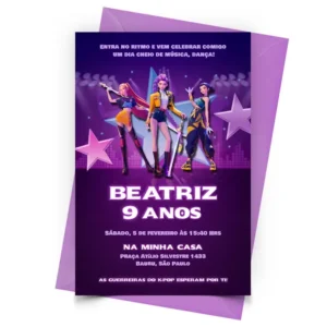 Convite Guerreiras do K-pop Personalizado - Depois