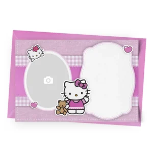 Convite Hello Kitty Rosa com Foto Personalizado - Antes