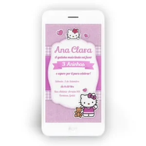 Convite Hello Kitty Whatsapp Rosa Personalizado - Depois