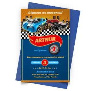 Convite Hot Wheels t2 Personalizado - Depois