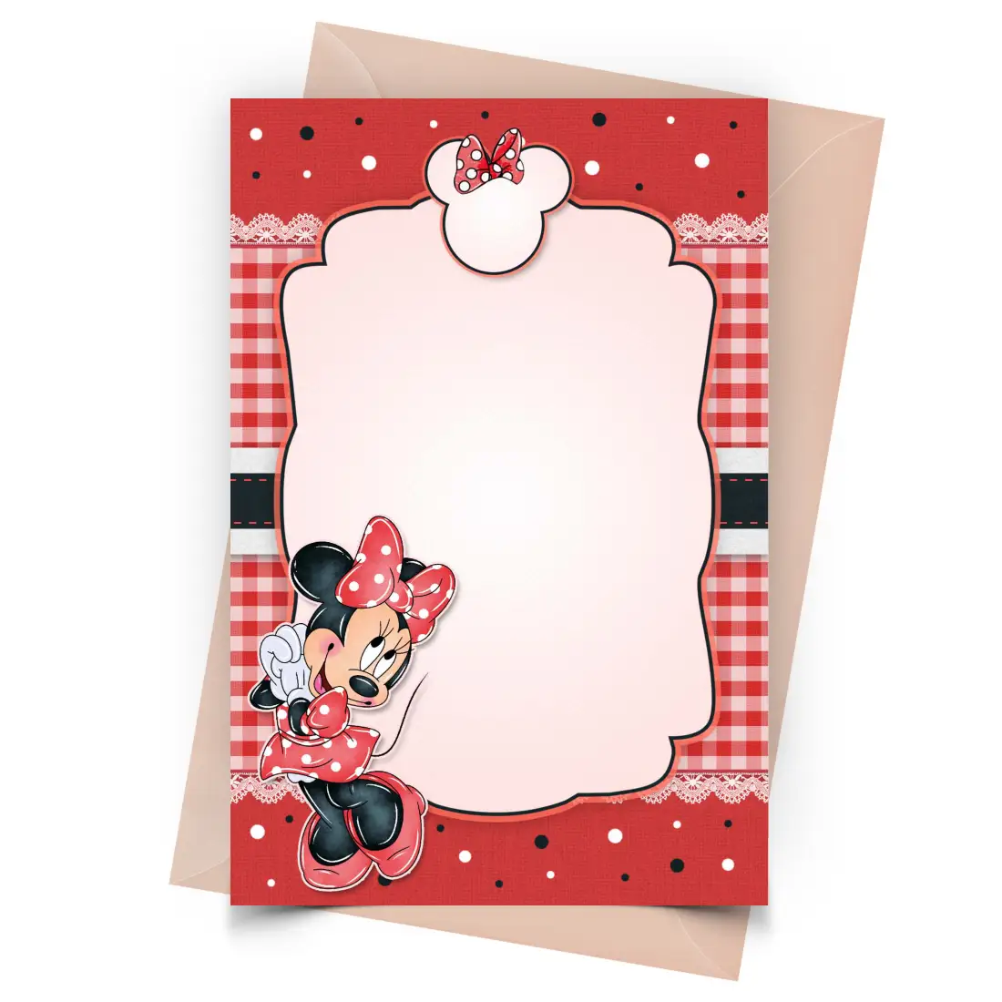 Convite Minnie Vermelha T2 Personalizado - Antes