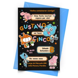 Convite O Incrivel Mundo de Gumball Personalizado - Depois