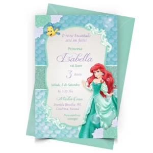 Convite Pequena Sereia T3 Personalizado - Depois