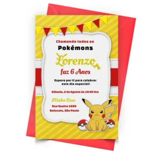 Convite Pikachu Personalizado - Depois