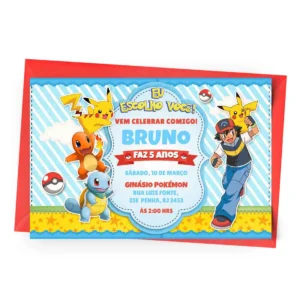 Arte Digital Convite Carta Pokémon Personalizada