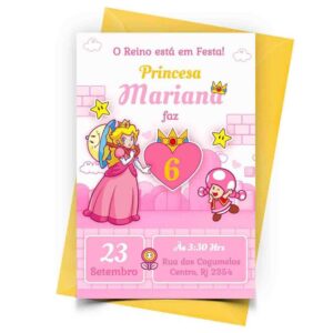 Convite Princesa Peach Personalizado - Depois