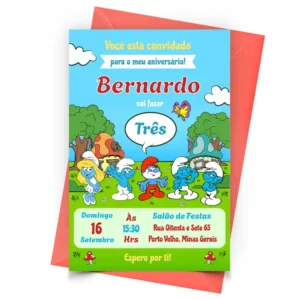 Convite Smurfs Personalizado - Depois