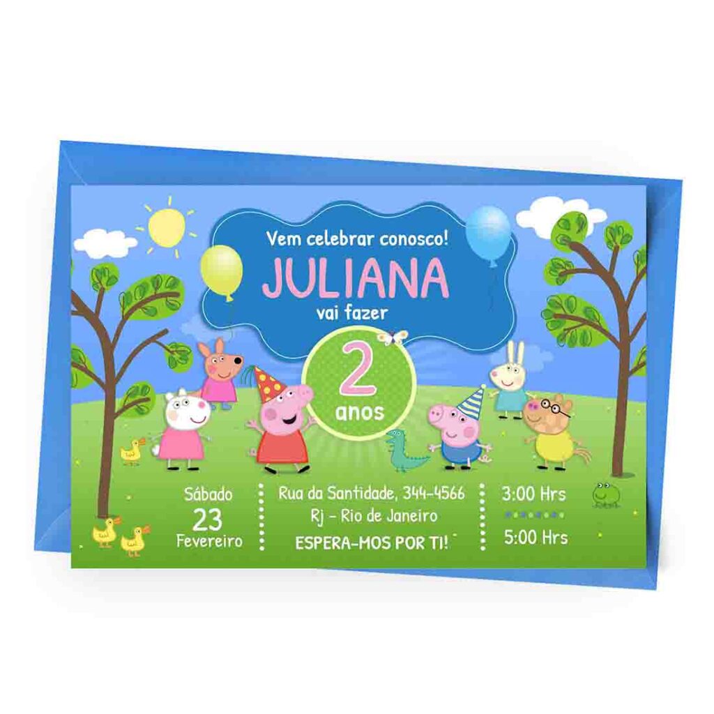 [7+ Artes] Convite Peppa Pig Grátis para Editar e Imprimir