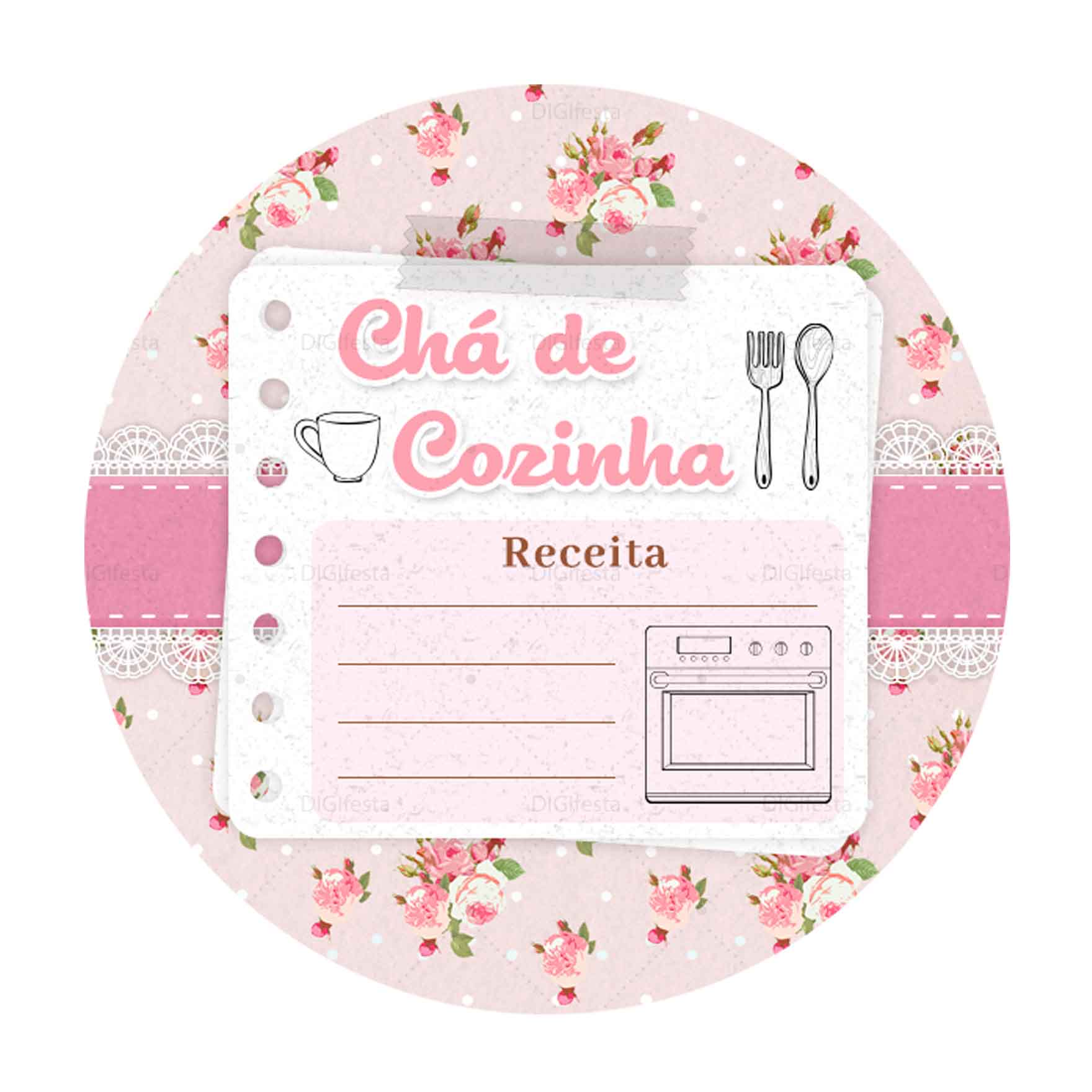 Rodelinha Chá de Cozinha para Texto Grátis