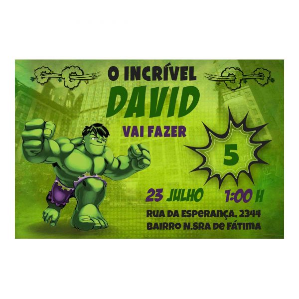 Convite Hulk Grátis para Editar e Imprimir - Personalizados - DIGIfesta