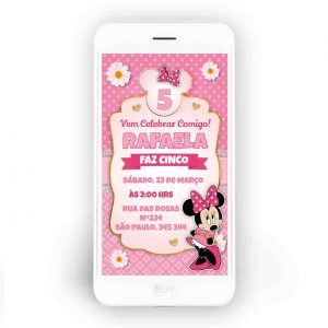 Convite Minnie Rosa WhatsApp Personalizado